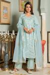 Maison Shefali Blue Cotton Embroidery Round Gota Kurta Set Online at Aza Fashions Maison Shefali_Blue Cotton Embroidery Round Gota Kurta Set _Online_at_Aza_Fashions