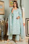 Shop Maison Shefali Blue Cotton Embroidery Round Gota Kurta Set Online at Aza Fashions Shop_Maison Shefali_Blue Cotton Embroidery Round Gota Kurta Set _Online_at_Aza_Fashions