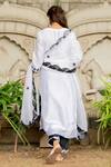 Shop_Maison Shefali_Black Cotton, Chanderi Round Kurta Set _at_Aza_Fashions