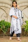 Maison Shefali_Black Cotton, Chanderi Round Kurta Set _Online_at_Aza_Fashions