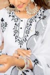 Shop_Maison Shefali_Black Cotton, Chanderi Round Kurta Set _Online_at_Aza_Fashions