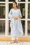 Buy_Maison Shefali_Blue Chanderi Embroidery Round Kurta Set _Online_at_Aza_Fashions