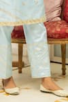 Maison Shefali_Blue Chanderi Pant Cotton Silk V Neck Kurta And Set _at_Aza_Fashions