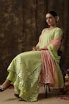 Maison Shefali_Green Cotton Embroidered Kurta Sharara Set _Online_at_Aza_Fashions