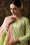 Shop_Maison Shefali_Green Cotton Embroidered Kurta Sharara Set _Online_at_Aza_Fashions