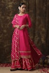 Buy_Maison Shefali_Pink Cotton Embroidered Kurta Sharara Set _at_Aza_Fashions