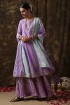 Buy_Maison Shefali_Purple Cotton Embroidered Kurta Sharara Set _at_Aza_Fashions