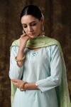 Buy_Maison Shefali_Blue Cotton Embroidered Kurta Sharara Set _Online_at_Aza_Fashions