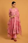 Buy_Maison Shefali_Pink Cotton Embroidery Round Printed Anarkali Set_at_Aza_Fashions