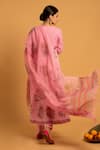 Shop_Maison Shefali_Pink Cotton Embroidery Round Printed Anarkali Set_at_Aza_Fashions