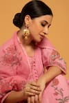 Maison Shefali_Pink Cotton Embroidery Round Printed Anarkali Set_at_Aza_Fashions