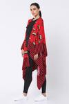 Shop_Masaba_Red Crepe Asymmetric Cow Print Jacket_Online_at_Aza_Fashions