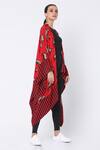 Masaba_Red Crepe Asymmetric Cow Print Jacket_Online_at_Aza_Fashions