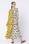 Buy_Masaba_White Crepe Round Printed Colorblock Kaftan _at_Aza_Fashions