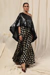 Buy_Masaba_Black Cape And Foil Print Anarkali Set_at_Aza_Fashions