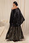 Shop_Masaba_Black Cape And Foil Print Anarkali Set_at_Aza_Fashions