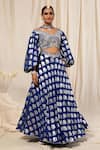 Buy_Masaba_Blue Crepe Foil Print Lehenga Set_at_Aza_Fashions