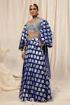 Buy_Masaba_Blue Crepe Foil Print Lehenga Set_Online_at_Aza_Fashions