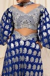 Masaba_Blue Crepe Foil Print Lehenga Set_at_Aza_Fashions