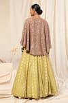 Shop_Masaba_Green Crepe Cape And Foil Print Lehenga Set_at_Aza_Fashions