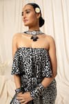 Shop_Masaba_Black Crepe Foil Print Bandeau And Pant Set_Online_at_Aza_Fashions