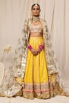 Buy_Masaba_Yellow Crepe Foil Print Lehenga Set_at_Aza_Fashions