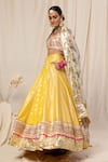 Masaba_Yellow Crepe Foil Print Lehenga Set_Online_at_Aza_Fashions