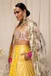 Shop_Masaba_Yellow Crepe Foil Print Lehenga Set_Online_at_Aza_Fashions