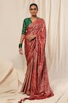 Masaba_Maroon Crepe Foil Print Saree _Online_at_Aza_Fashions