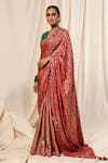 Buy_Masaba_Maroon Crepe Foil Print Saree _Online_at_Aza_Fashions