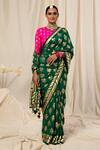 Buy_Masaba_Green Crepe Foil Print Saree_at_Aza_Fashions