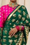 Masaba_Green Crepe Foil Print Saree_at_Aza_Fashions