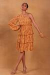 Buy_Masaba_Beige Mr Beaks Print One Shoulder Dress _at_Aza_Fashions