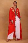 Buy_Masaba_Red Cotton Feather Pop Print Cape And Culotte Set_at_Aza_Fashions