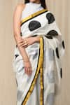Shop_Masaba_Black Crepe Polka Dot Print Saree With Unstitched Blouse Fabric _Online_at_Aza_Fashions