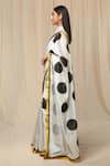 Buy_Masaba_Black Crepe Polka Dot Print Saree With Unstitched Blouse Fabric _Online_at_Aza_Fashions