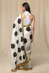 Shop_Masaba_Black Crepe Polka Dot Print Saree With Unstitched Blouse Fabric _at_Aza_Fashions