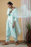 Buy_Maison Shefali_Blue Kurta Chanderi Dupatta Woven Doria Pant Cotton Embroidered Set _at_Aza_Fashions