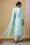 Shop_Maison Shefali_Blue Kurta Chanderi Dupatta Woven Doria Pant Cotton Embroidered Set _at_Aza_Fashions