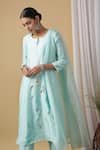 Buy_Maison Shefali_Blue Kurta Chanderi Dupatta Woven Doria Pant Cotton Embroidered Set _Online_at_Aza_Fashions