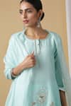 Shop_Maison Shefali_Blue Kurta Chanderi Dupatta Woven Doria Pant Cotton Embroidered Set _Online_at_Aza_Fashions