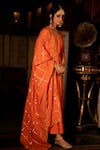 Shop_Maison Shefali_Orange Cotton Embroidered Gota Patti Round Work Anarkali Palazzo Set _at_Aza_Fashions