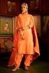 Buy_Maison Shefali_Orange Chanderi , Cotton , Muslin Gota Patti, Pittan Work Kurta Set _at_Aza_Fashions