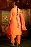 Shop_Maison Shefali_Orange Chanderi , Cotton , Muslin Gota Patti, Pittan Work Kurta Set _at_Aza_Fashions