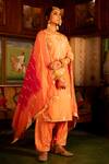 Maison Shefali_Orange Chanderi , Cotton , Muslin Gota Patti, Pittan Work Kurta Set _Online_at_Aza_Fashions