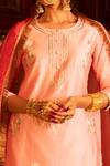 Shop Maison Shefali Pink Chanderi Silk Hand Embroidered Gota Patti Round Pittan Work Kurta Set Online at Aza Fashions Shop_Maison Shefali_Pink Chanderi Silk Hand Embroidered Gota Patti Round Pittan Work Kurta Set _Online_at_Aza_Fashions