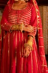 Maison Shefali_Red Cotton Embroidered Gota Patti Round Work Anarkali Palazzo Set _at_Aza_Fashions