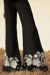 Buy_Mishru_Black Pant-organza Embroidered Floral V Moira Ruffle Top And Pant Set  _Online_at_Aza_Fashions