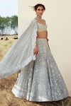 Mishru_Grey Lehenga-organza Embroidered Floral V Isabella Bridal Lehenga Set  _Online_at_Aza_Fashions