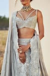 Shop_Mishru_Grey Lehenga-organza Embroidered Floral V Isabella Bridal Lehenga Set  _Online_at_Aza_Fashions